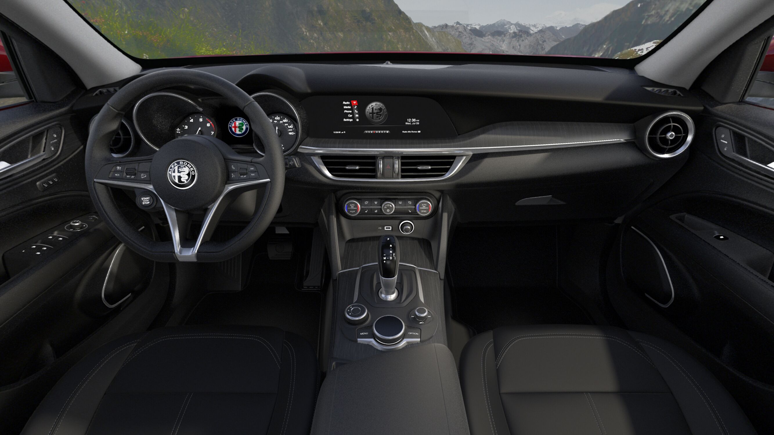 2019 Alfa Romeo Stelvio Ti Front Black Interior Picture